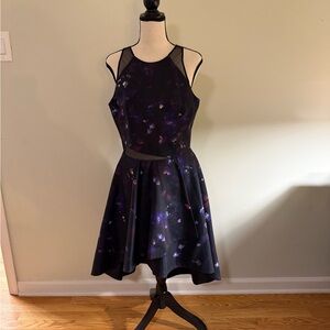 Nhakhanh Purple and Blue Asymmetrical Fit and Flare Cocktail Dress